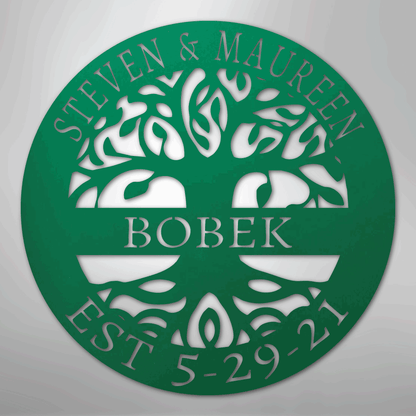 My Easy Monogram Steel Sign Green / 24" Elaborate Tree Of Life - Steel Sign