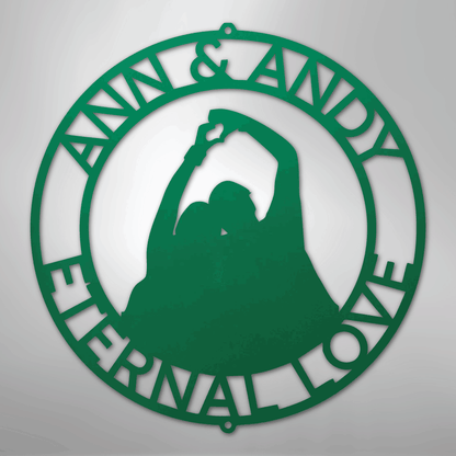 My Easy Monogram Steel Sign Green / 24" Eternal Love Couple Silhouette Monogram - Steel Sign