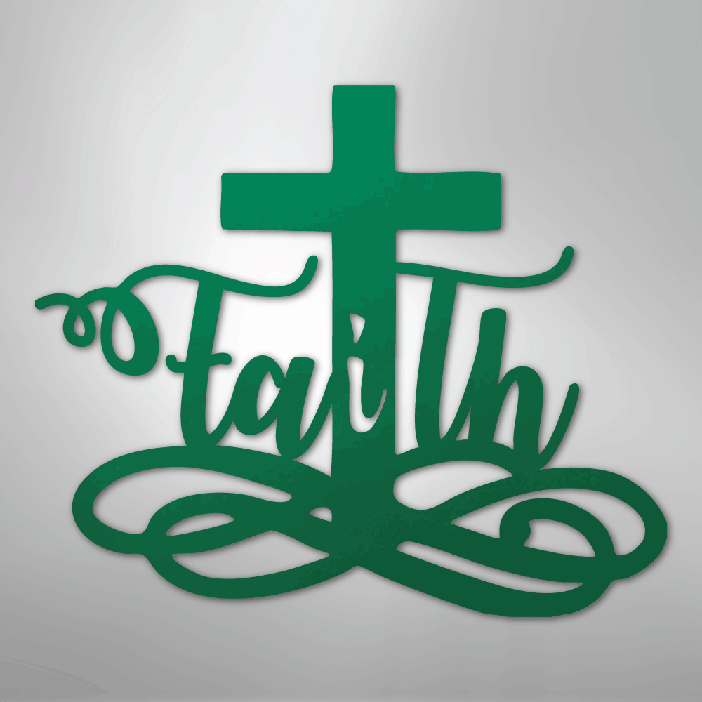 My Easy Monogram Steel Sign Green / 24" Faith Cross - Steel Sign
