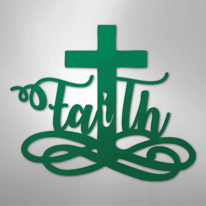 My Easy Monogram Steel Sign Green / 24" Faith Cross - Steel Sign