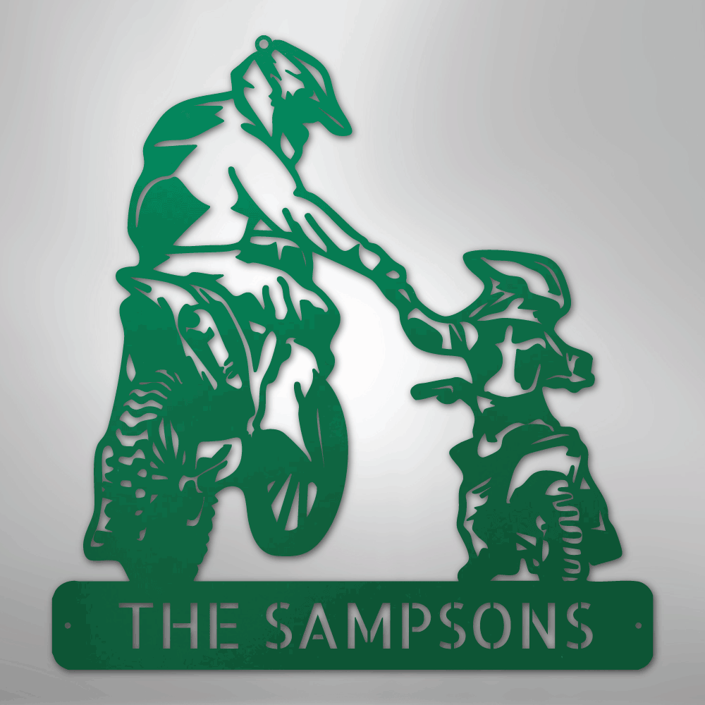 My Easy Monogram Steel Sign Green / 24" Father and Son Motorcross Monogram - Steel Sign