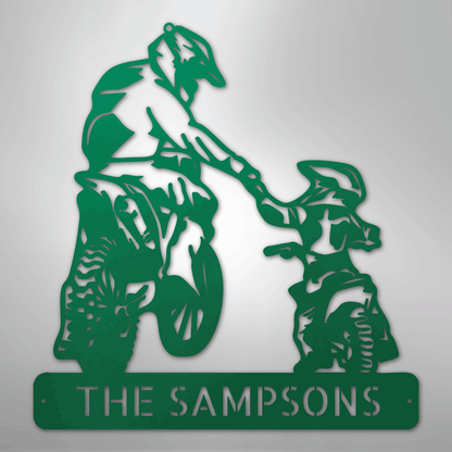 My Easy Monogram Steel Sign Green / 24" Father and Son Motorcross Monogram - Steel Sign