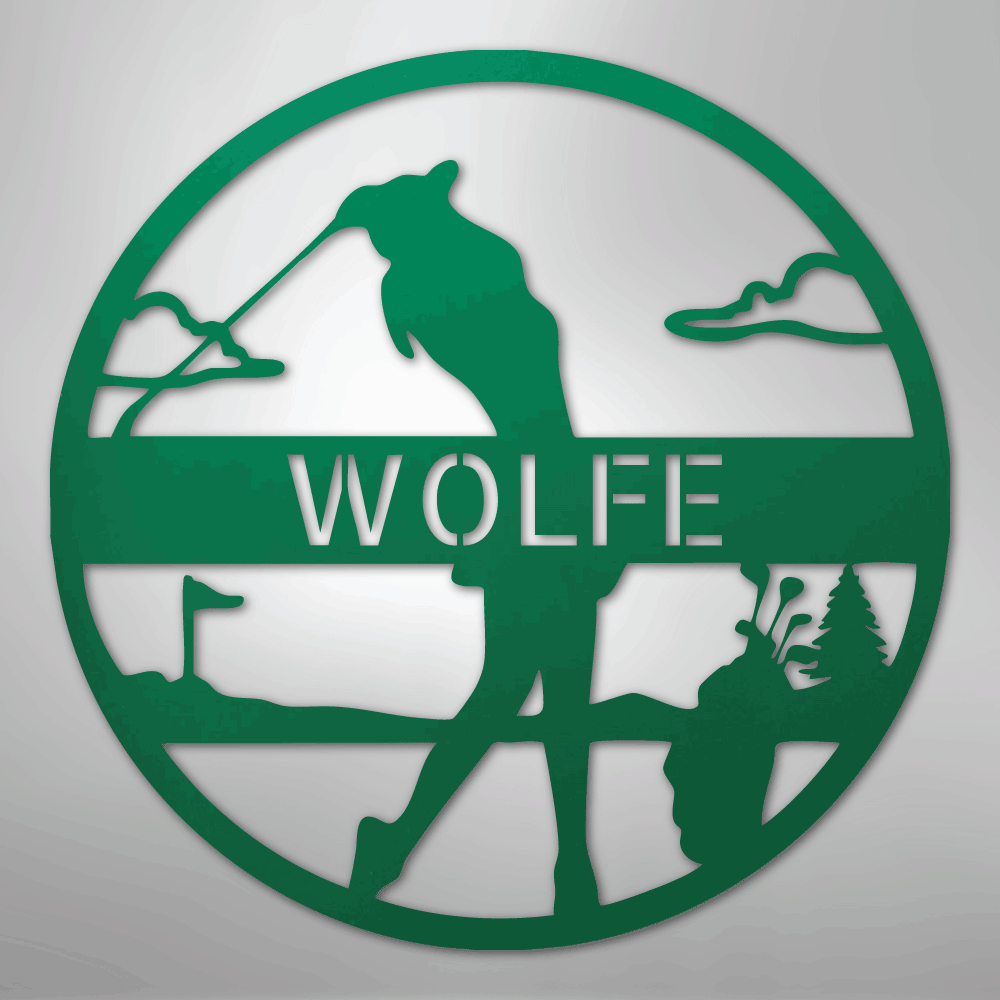 My Easy Monogram Steel Sign Green / 24" Female Golfer Monogram - Steel Sign