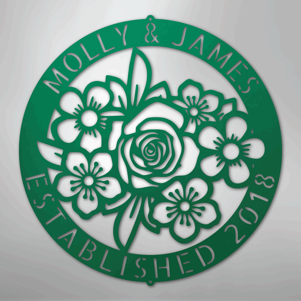 My Easy Monogram Steel Sign Green / 24" Floral Ring Monogram - Steel Sign
