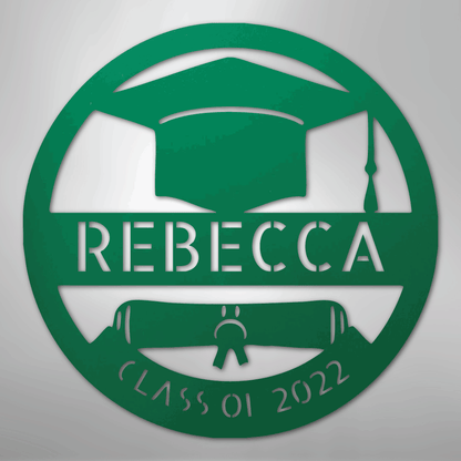 My Easy Monogram Steel Sign Green / 24" Grad Cap Monogram - Steel Sign
