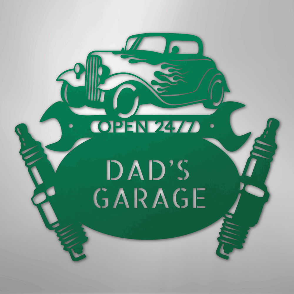 My Easy Monogram Steel Sign Green / 24" Hot Rod Mechanic Monogram - Steel Sign