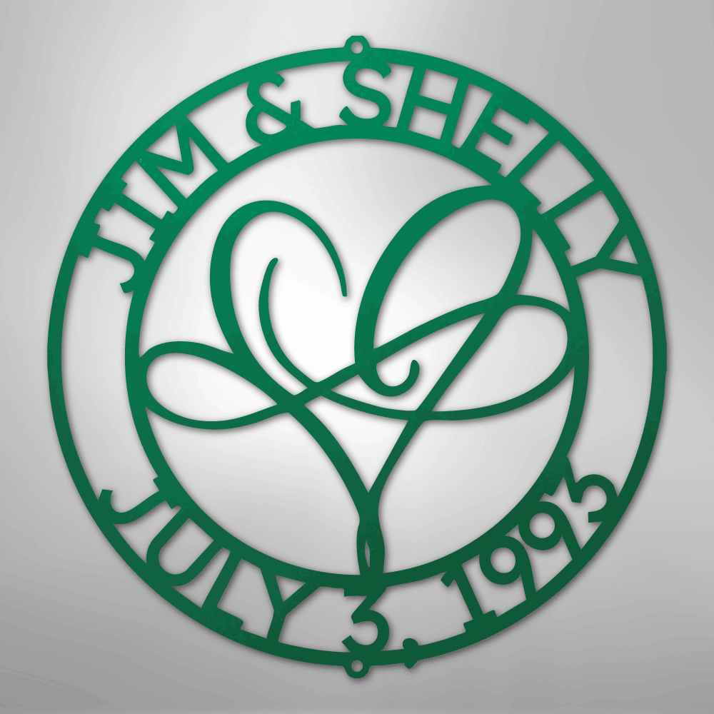 My Easy Monogram Steel Sign Green / 24" Infinite Love Monogram - Steel Sign