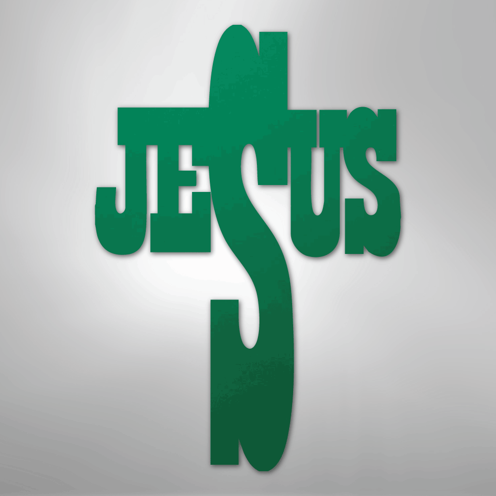 My Easy Monogram Steel Sign Green / 24" Jesus Cross - Steel Sign