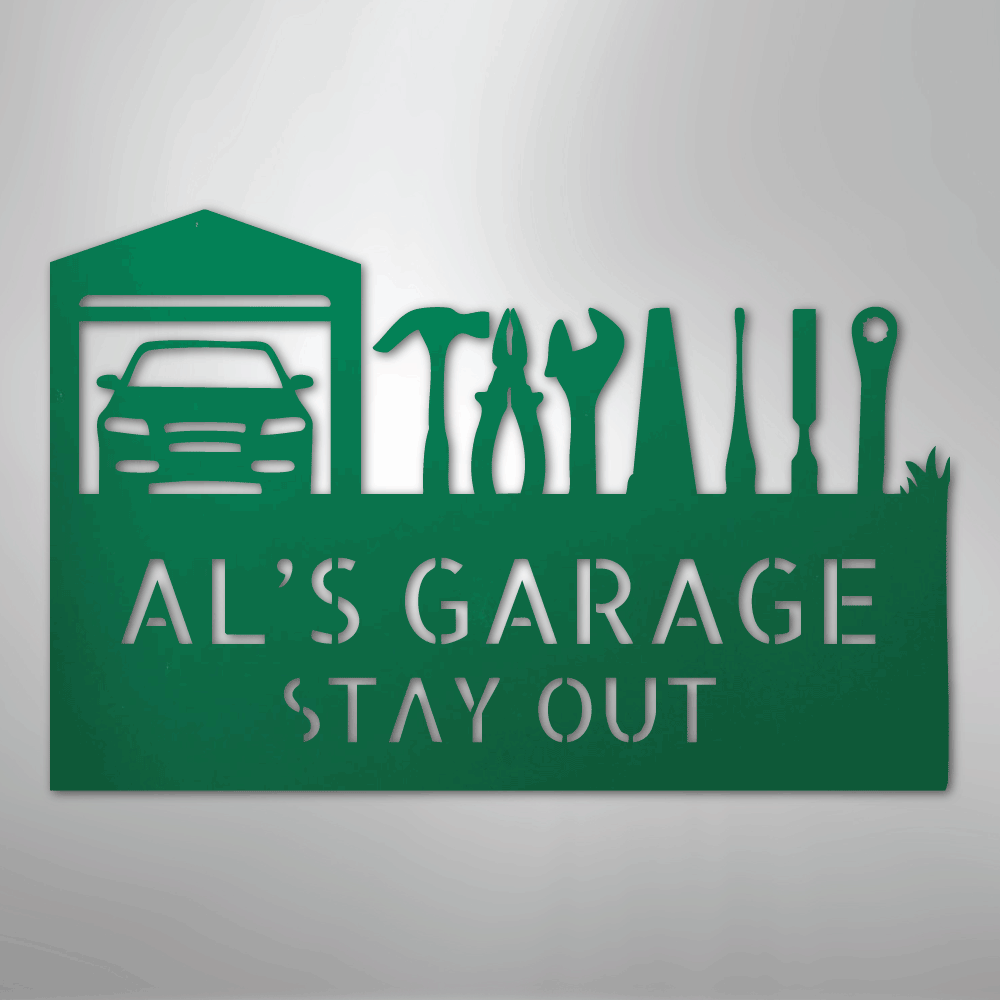 My Easy Monogram Steel Sign Green / 24" Master Of The Garage Monogram - Steel Sign