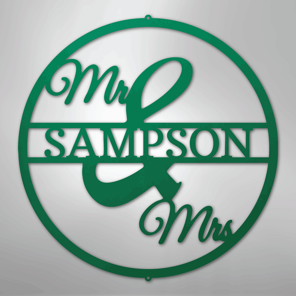 My Easy Monogram Steel Sign Green / 24" Mr and Mrs Circle Monogram - Steel Sign