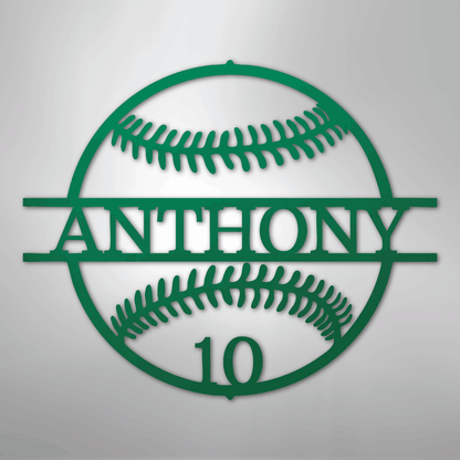 My Easy Monogram Steel Sign Green / 24" Name and Number Baseball - Metal Sign