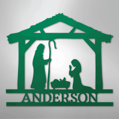 My Easy Monogram Steel Sign Green / 24" Nativity Simple Monogram - Steel Sign