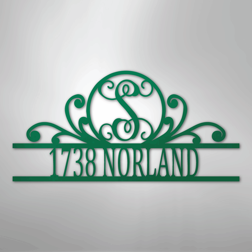 My Easy Monogram Steel Sign Green / 24" Scroll Family Name Monogram - Steel Sign