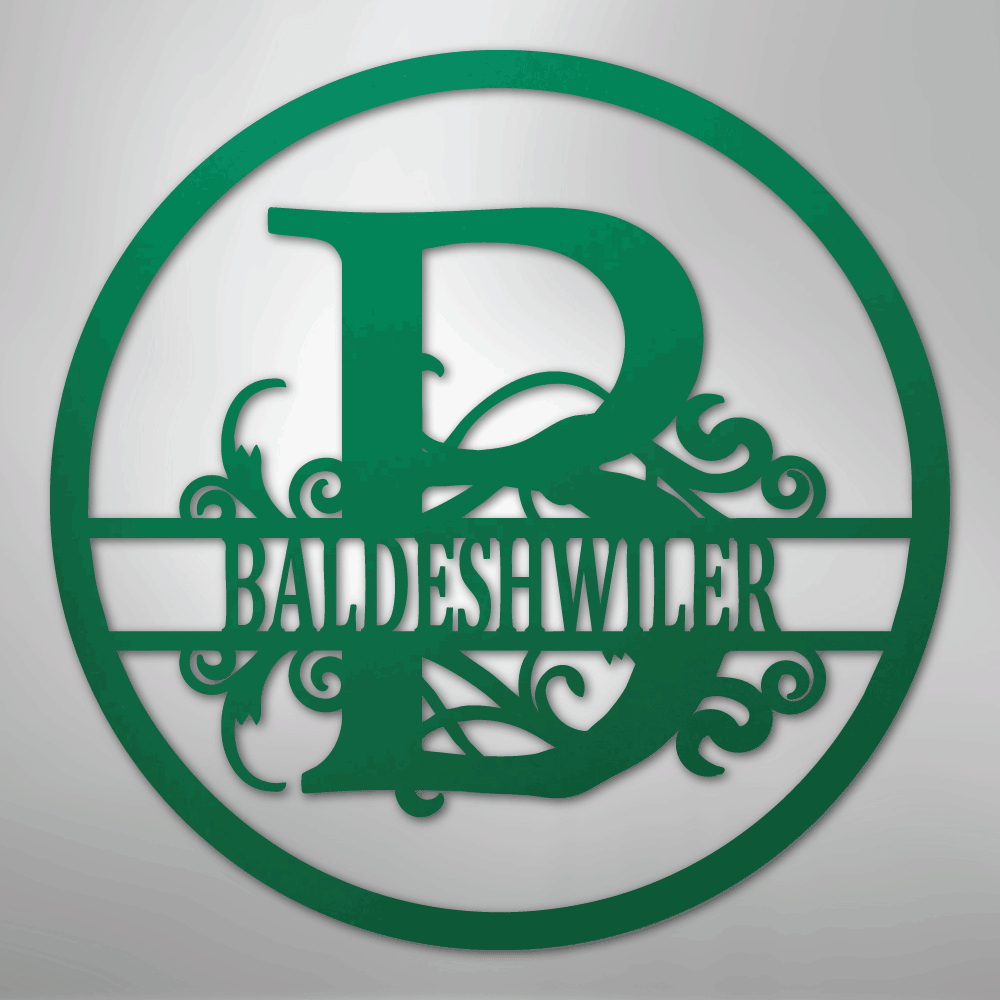 My Easy Monogram Steel Sign Green / 24" Split Circle Monogram - Steel Sign