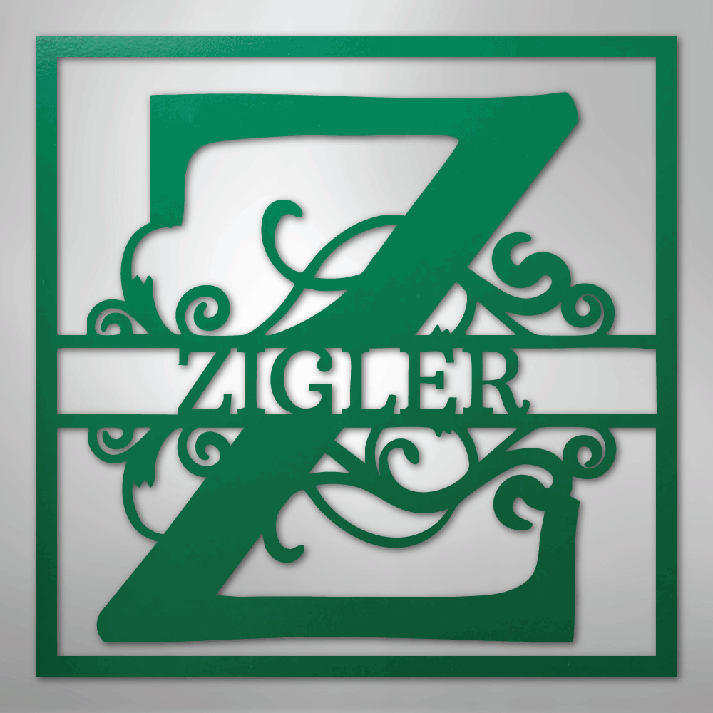 My Easy Monogram Steel Sign Green / 24" Split Square Monogram - Steel Sign