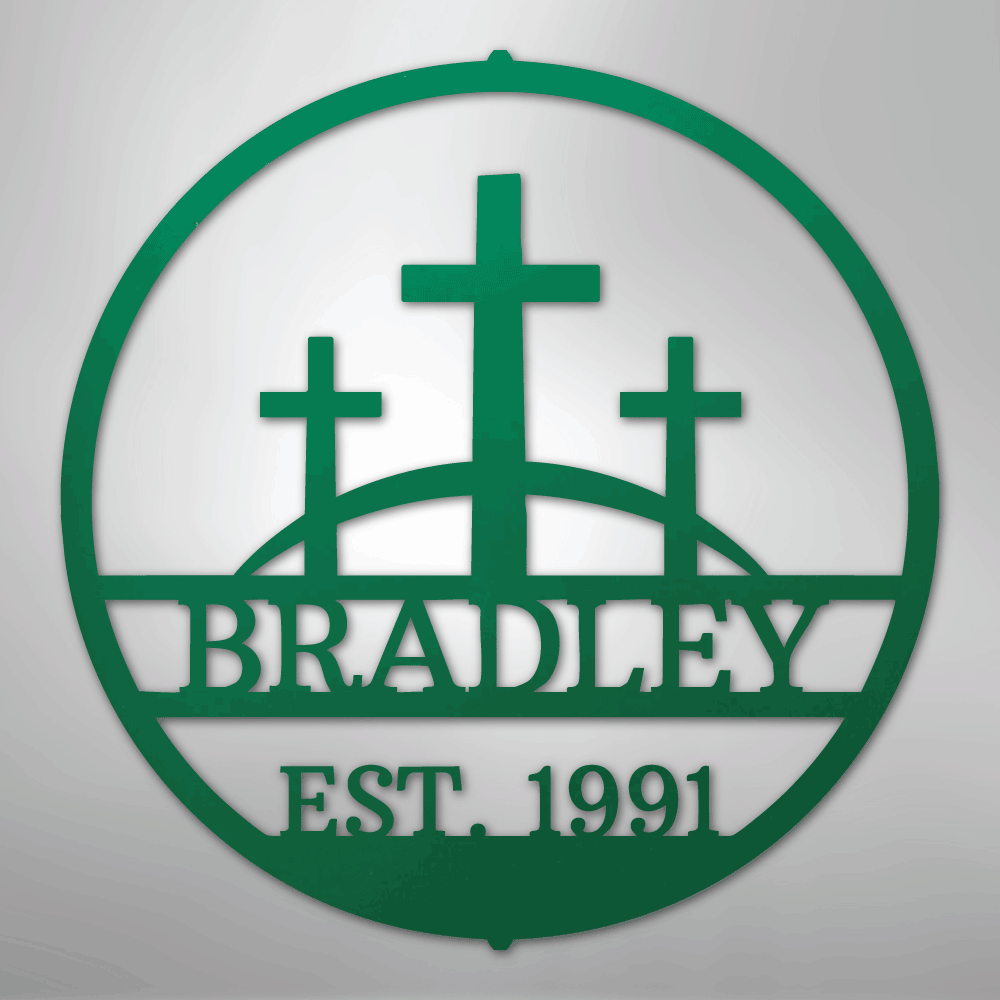 My Easy Monogram Steel Sign Green / 24" Three Crosses Monogram - Steel Sign