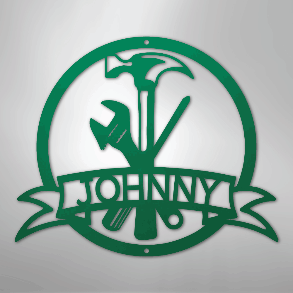 My Easy Monogram Steel Sign Green / 24" Tool Man Monogram - Steel Sign