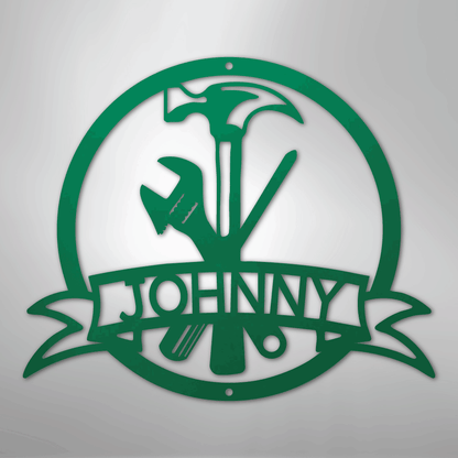 My Easy Monogram Steel Sign Green / 24" Tool Man Monogram - Steel Sign