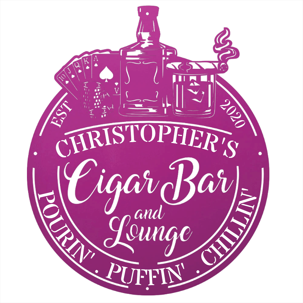 My Easy Monogram Steel Sign Man Cave - Cigar Bar Lounge - Steel Sign