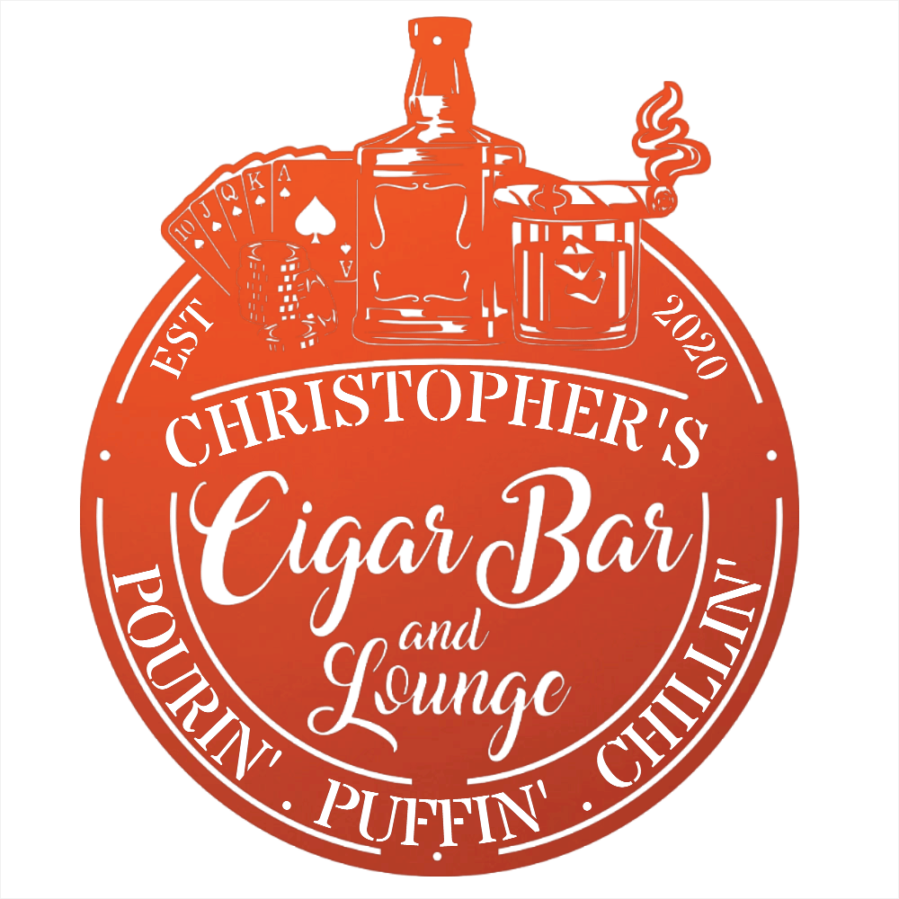 My Easy Monogram Steel Sign Man Cave - Cigar Bar Lounge - Steel Sign