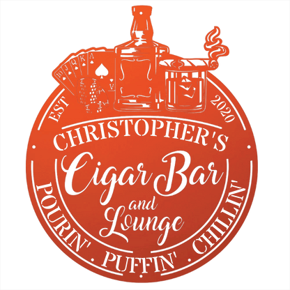My Easy Monogram Steel Sign Man Cave - Cigar Bar Lounge - Steel Sign