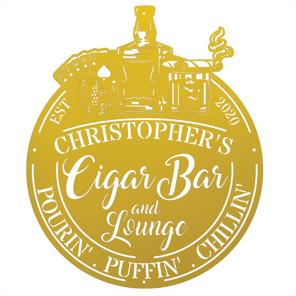 My Easy Monogram Steel Sign Man Cave - Cigar Bar Lounge - Steel Sign