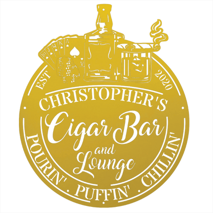 My Easy Monogram Steel Sign Man Cave - Cigar Bar Lounge - Steel Sign