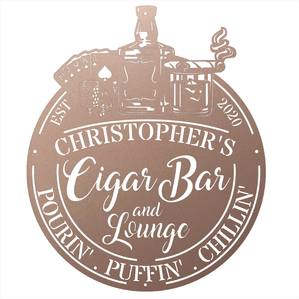 My Easy Monogram Steel Sign Man Cave - Cigar Bar Lounge - Steel Sign