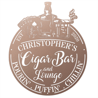 My Easy Monogram Steel Sign Man Cave - Cigar Bar Lounge - Steel Sign