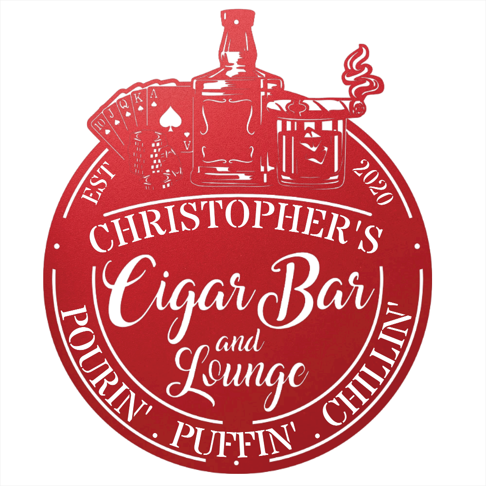 My Easy Monogram Steel Sign Man Cave - Cigar Bar Lounge - Steel Sign
