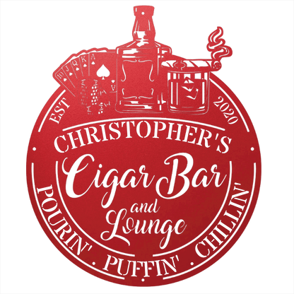 My Easy Monogram Steel Sign Man Cave - Cigar Bar Lounge - Steel Sign