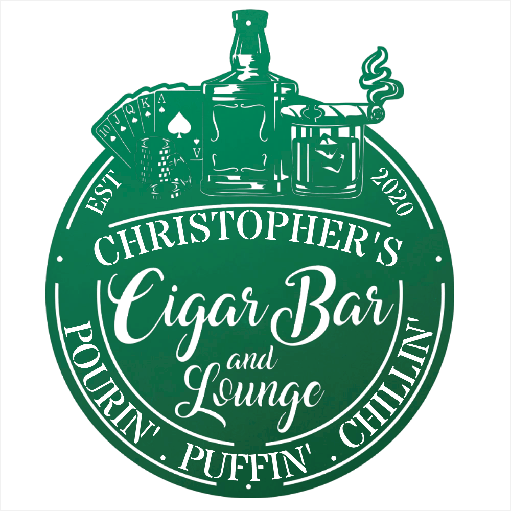 My Easy Monogram Steel Sign Man Cave - Cigar Bar Lounge - Steel Sign