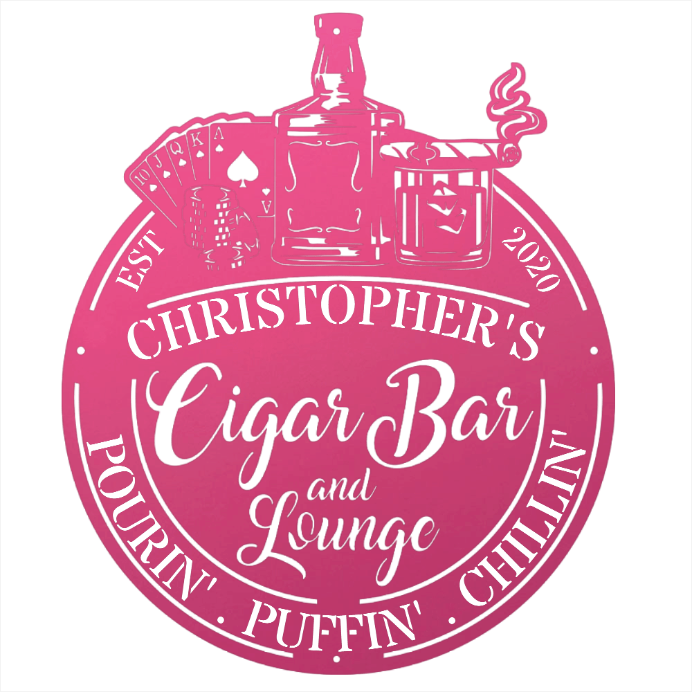 My Easy Monogram Steel Sign Man Cave - Cigar Bar Lounge - Steel Sign