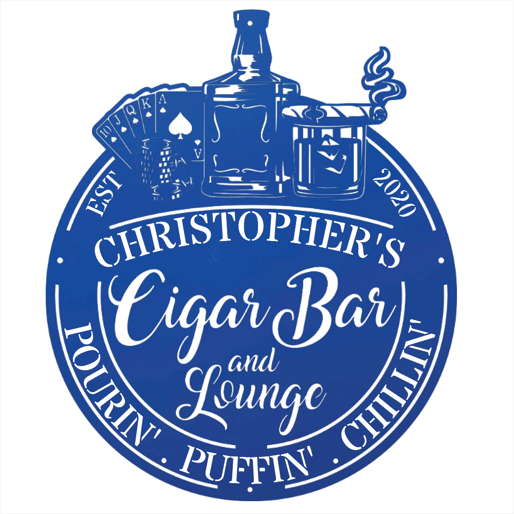 My Easy Monogram Steel Sign Man Cave - Cigar Bar Lounge - Steel Sign