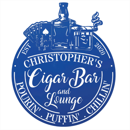 My Easy Monogram Steel Sign Man Cave - Cigar Bar Lounge - Steel Sign