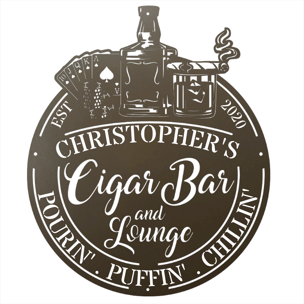 My Easy Monogram Steel Sign Man Cave - Cigar Bar Lounge - Steel Sign