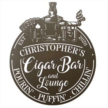 My Easy Monogram Steel Sign Man Cave - Cigar Bar Lounge - Steel Sign