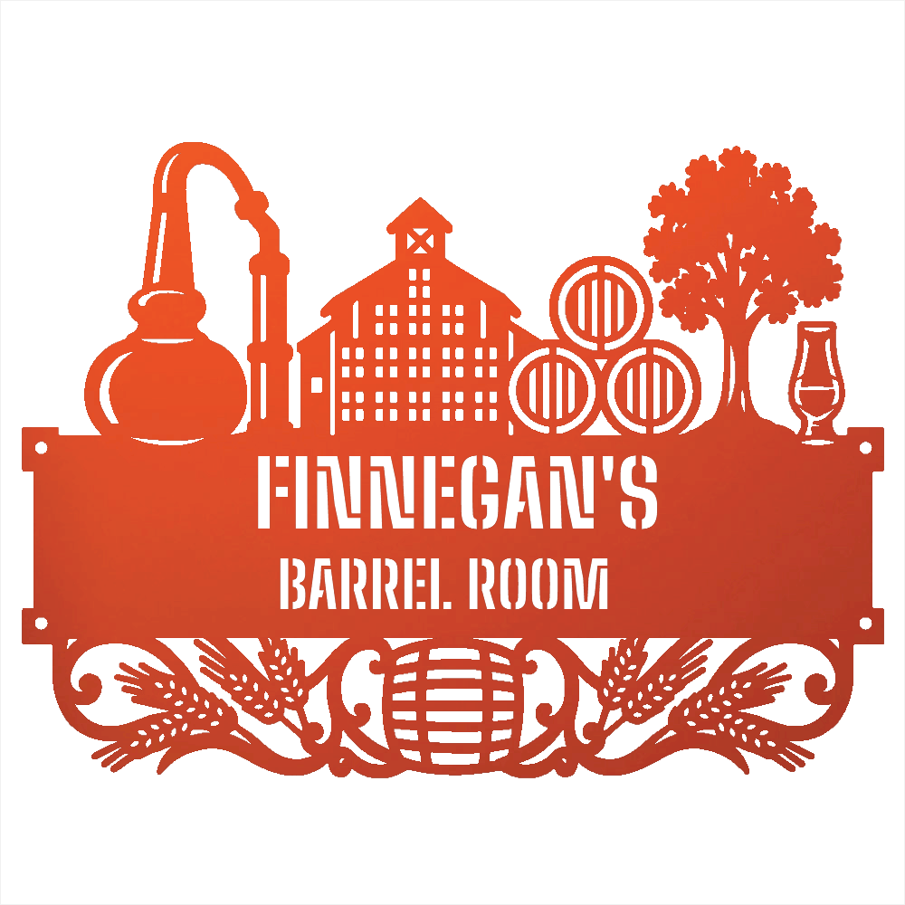 My Easy Monogram Steel Sign Orange / 12 Personalized Distillery Barrel Room Metal Wall Art