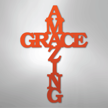 My Easy Monogram Steel Sign Orange / 24" Amazing Grace Cross - Steel Sign