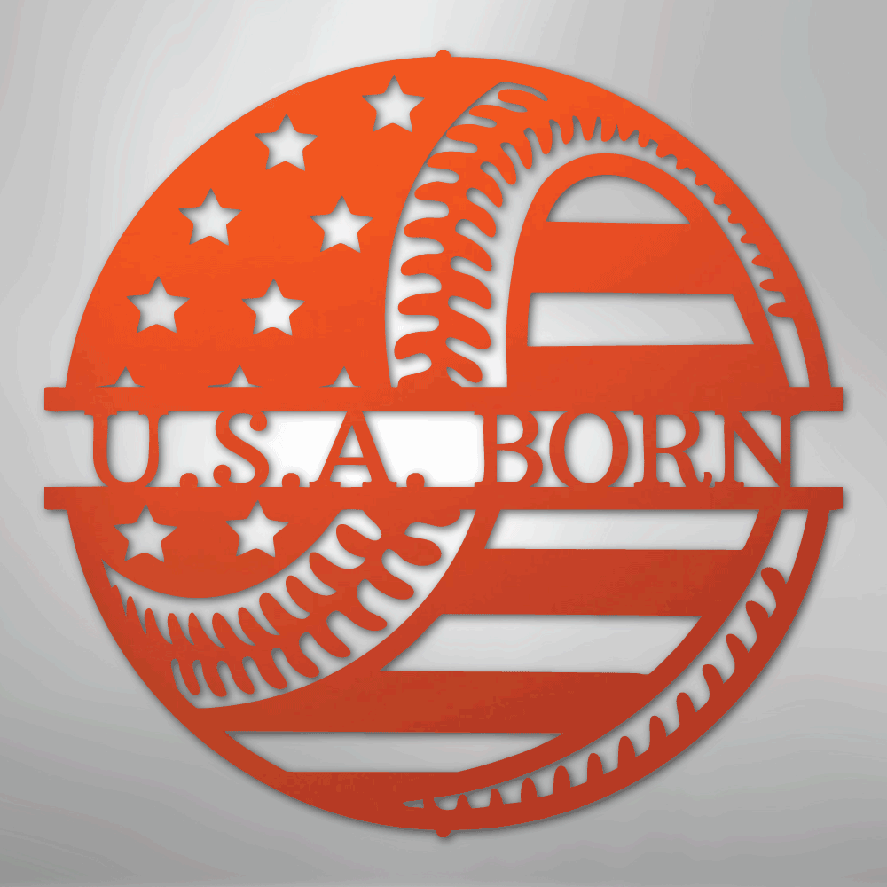 My Easy Monogram Steel Sign Orange / 24" America\'s Pastime - Metal Sign