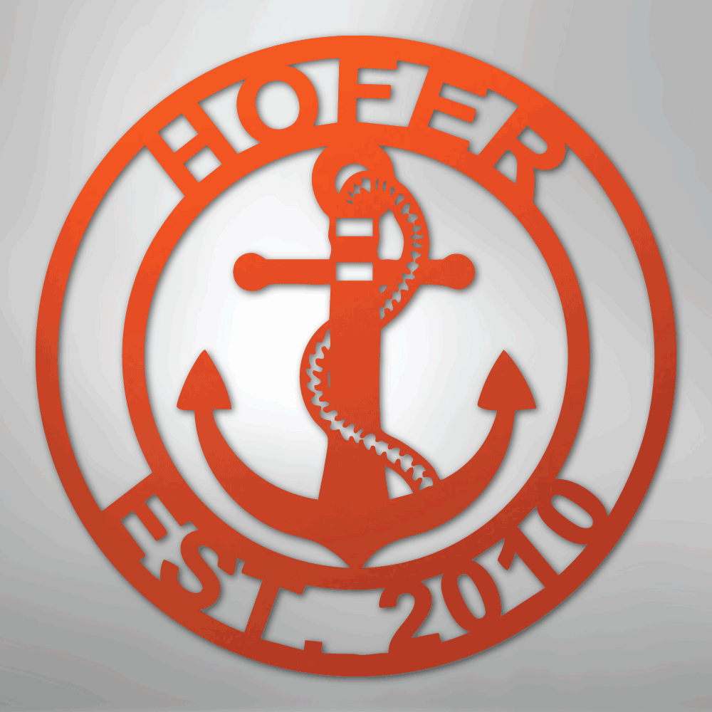 My Easy Monogram Steel Sign Orange / 24" Anchor Family Name - Steel Sign