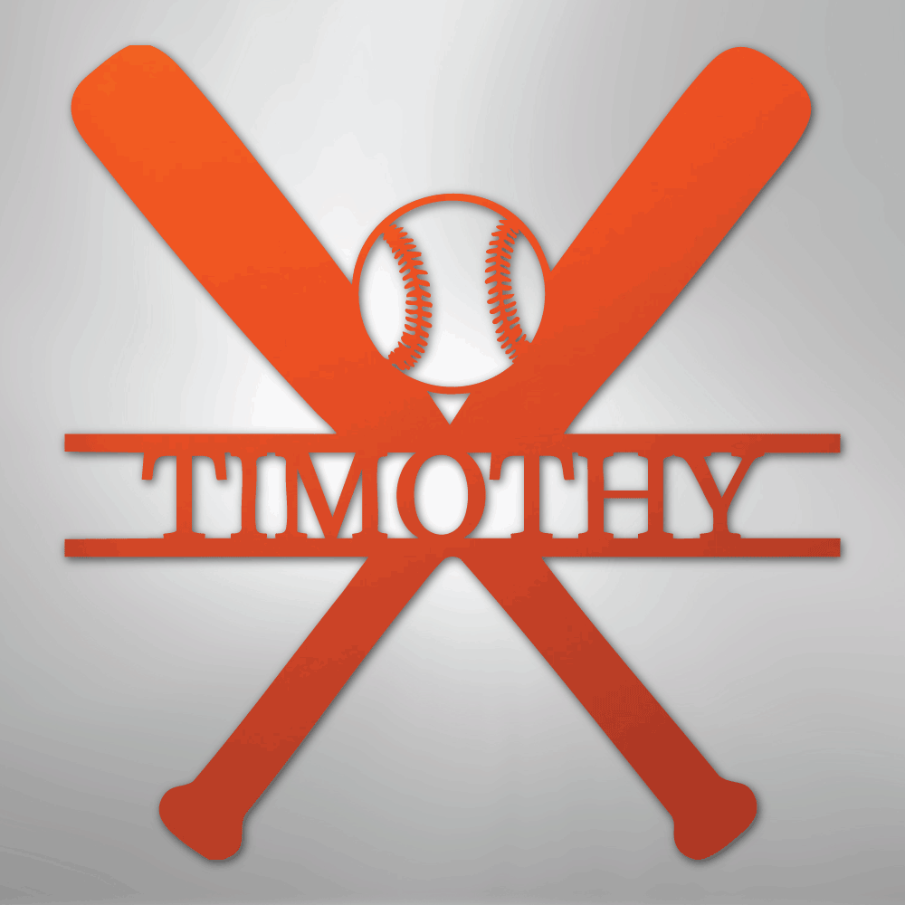 My Easy Monogram Steel Sign Orange / 24" Batter Up - Metal Sign