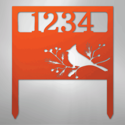 My Easy Monogram Steel Sign Orange / 24" Bird Yard Address Stake - Steel Sign