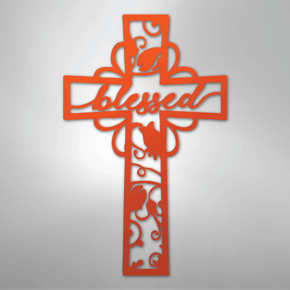 My Easy Monogram Steel Sign Orange / 24" Blessed Cross - Steel Sign