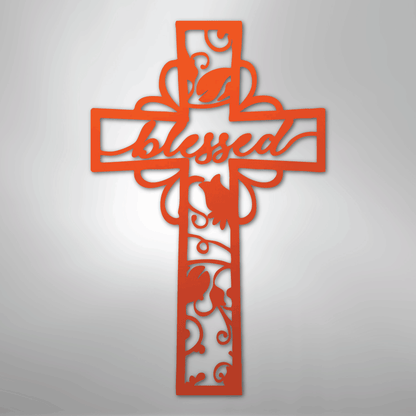 My Easy Monogram Steel Sign Orange / 24" Blessed Cross - Steel Sign