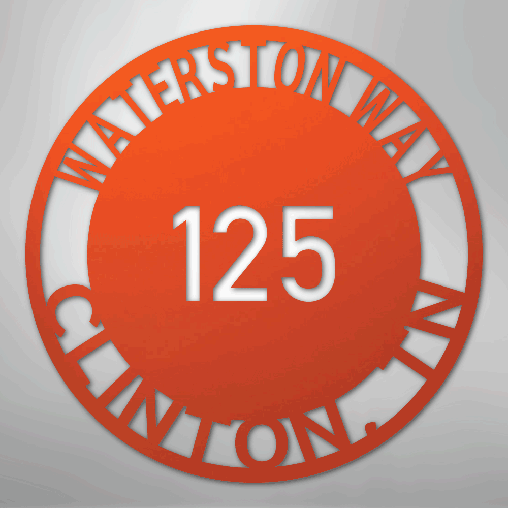My Easy Monogram Steel Sign Orange / 24" Bold Circle Address - Steel Sign