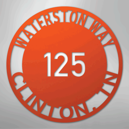 My Easy Monogram Steel Sign Orange / 24" Bold Circle Address - Steel Sign