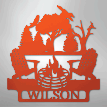 My Easy Monogram Steel Sign Orange / 24" Camping Firepit Vibe Monogram - Steel Sign
