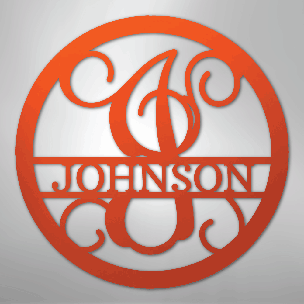 My Easy Monogram Steel Sign Orange / 24" Circle Vine Monogram - Steel Sign