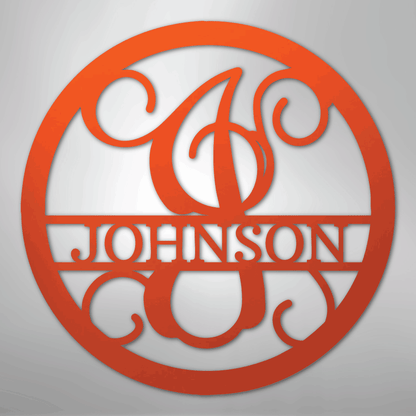 My Easy Monogram Steel Sign Orange / 24" Circle Vine Monogram - Steel Sign